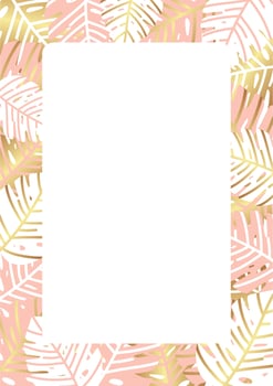 Frame with background of monstera leaves in pastel colors. Summer tropical style. Boho foliage botanical tropical leaves and floral pattern design. vector