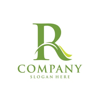 Letter R leaf initial logo vector