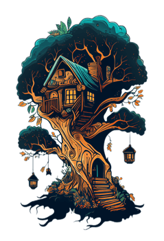 Fantasy Tree House, fantasy, house, tree, woods, png