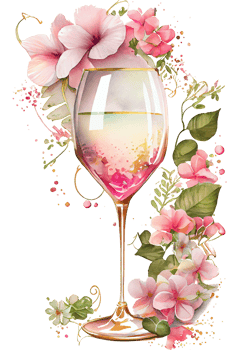 Watercolor pink wine glass with roses, card design for Valentine's day, champagne glass with flowers, . png
