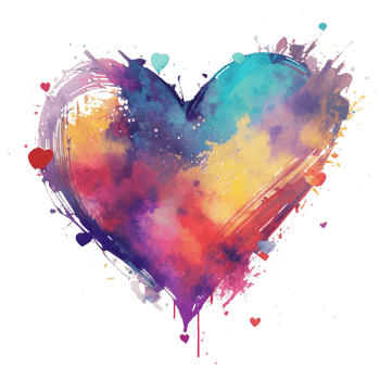 Watercolor rainbow heart, Concept love relationship, watercolor heart shape png