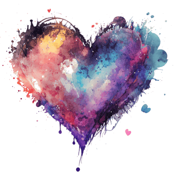 Watercolor rainbow heart, Concept love relationship, watercolor heart shape png