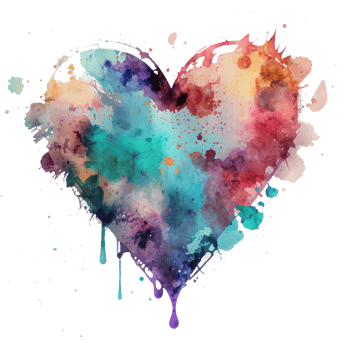 Watercolor rainbow heart, Concept love relationship, watercolor heart shape png