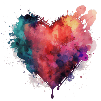 Watercolor rainbow heart, Concept love relationship, watercolor heart shape png