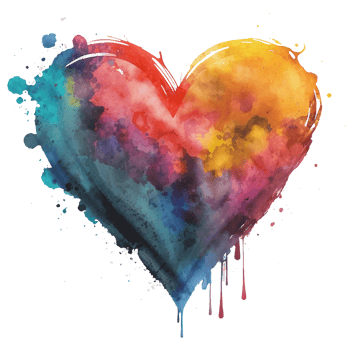 Watercolor rainbow heart, Concept love relationship, watercolor heart shape png