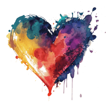 Watercolor rainbow heart, Concept love relationship, watercolor heart shape png