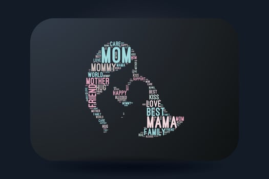 Mother and baby Together Shape cloud T-shirt Design vector