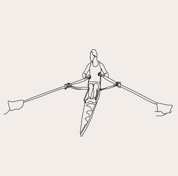 Minimalist Rowing Line Art, Simple Sport Sketch, Athlete Outline Drawing, Rower Illustration, Vector