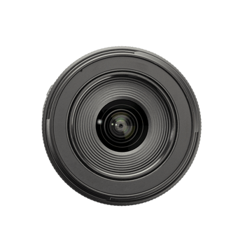 Front view of a modern photo camera lens isolated. Camera eye png