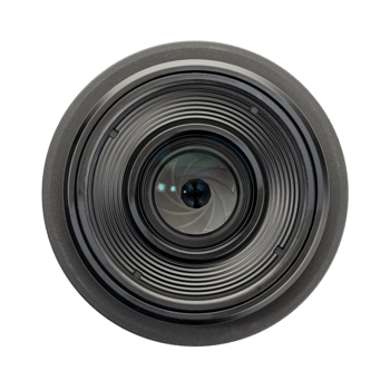 Front view of a modern photo camera lens isolated. Camera eye png