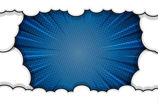 Blue pop art comic background with cloud vector