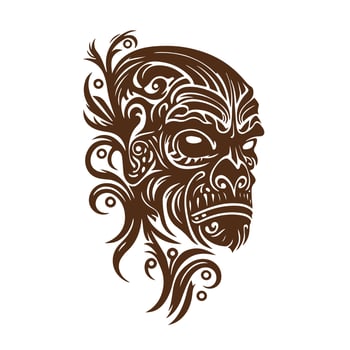 Angry gorilla tribal mask in monochrome vector style. Isolated on a white background, perfect for tattoo designs, t-shirt prints, posters, and more.