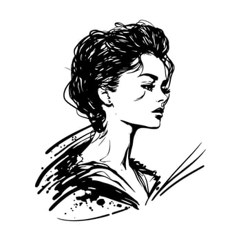 Stylish monochrome portrait of a beautiful young woman with a chic short haircut. Vector illustration perfect for beauty, cosmetic, fashion, and lifestyle-related designs, such as posters, flyers.