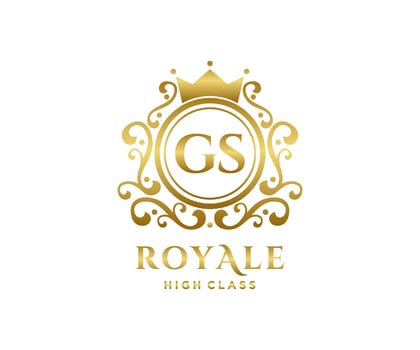 Golden Letter GS template logo Luxury gold letter with crown. Monogram alphabet . Beautiful royal initials letter. vector