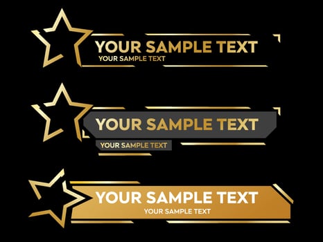 Gold Lower third vector design with Gold Star overlay strip text video. News Banner Lower Thirds Pack Template. Vector illustration.