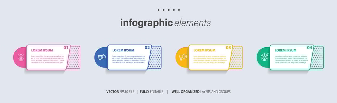Business Infographic template design with numbers 4 options or steps. vector