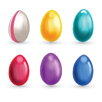 Happy easter colorful painted egg set design vector