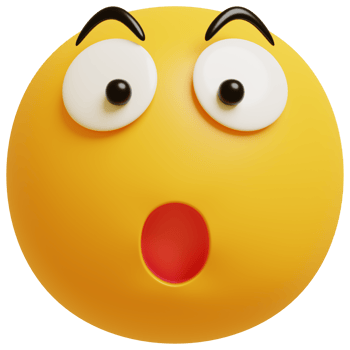 Yellow face wow emoji. Surprised, shocked emoticon. 3D render illustration. png