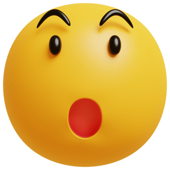 Yellow face wow emoji. Surprised, shocked emoticon. 3D render illustration. png