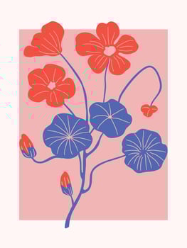 Spring abstract flower background vector. Contemporary art design with floral, leaves, plant in hand drawn style. Botanical nature illustrated perfect for wall art, poster, wallpaper, cover, banner. vector