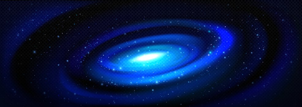 Realistic neon blue circular motion in outer space vector