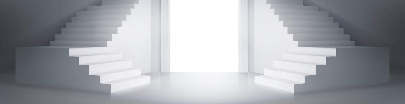 3D realistic white staircase mockups vector
