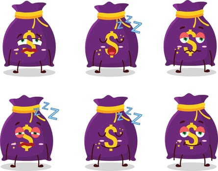 Cartoon character of magic money sack with sleepy expression vector