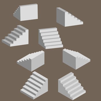 Monochrome 3D Stairs vector