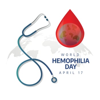 World hemophilia day. hemophilia day vector illustration. hemophilia day illustration with blood and stethoscope. flat illustration.
