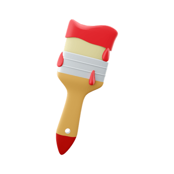 3d wall paint brush with red paint isolated. Wall paint brush 3D illustration. 3D rendering, wall paint brushes icon. png