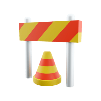 3d rendering traffic warning cones or poles with street barrier on white background - under construction, care or attention concept, 3d illustration. 3d rendering, icon png