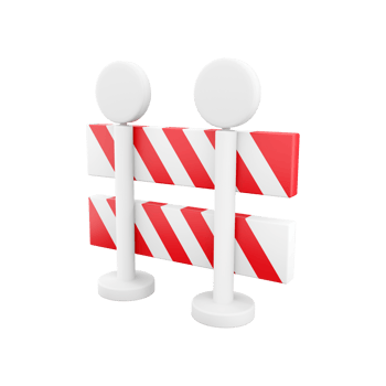 3d rendering roadblock with red stripes. Under construction, warning barrier. 3D rendering of roadblock, icon. png