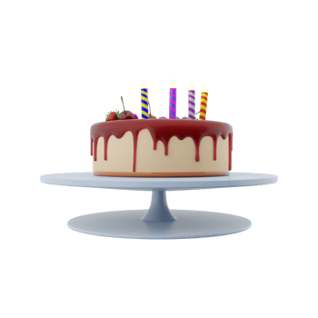 3d rendering cake with fruit glaze and berries with candles icon. 3d render appetizing cooked birthday cake with sweet taste icon. Cake with fruit glaze and berries with candles. png