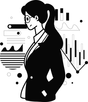 Female Entrepreneurs and Online Investing illustration in doodle style png