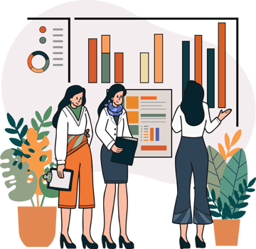 female office worker applying for a job illustration in doodle style png