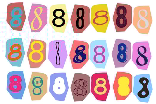 number 8 - vector cut newspaper and magazine letters, paper style ransom note letter