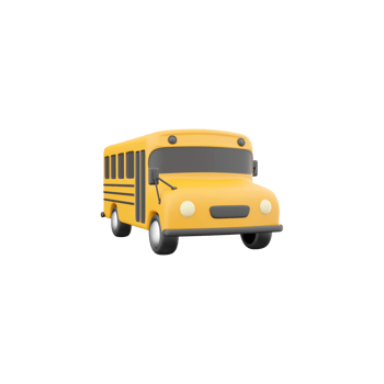 3d render of yellow School bus icon, back to school concept. 3D render school bus icon on white background. png