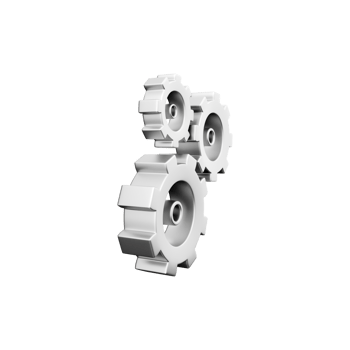 3D render gear icon. Unique 3d setting icon, simple 3d model set gear icon on white backgroun. png