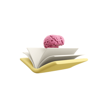 3d rendered brain in book. 3d renderbook in brain icon, 3d illustration, kids educational design, graphic design, books. png
