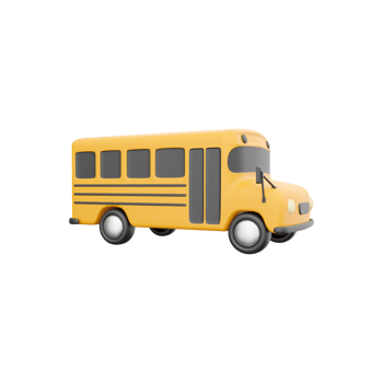 3d render of yellow School bus icon, back to school concept. 3D render school bus icon on white background. png