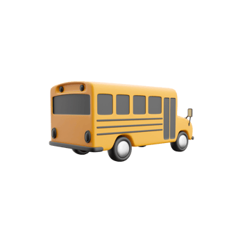 3d render of yellow School bus icon, back to school concept. 3D render school bus icon on white background. png