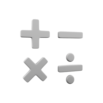 3D rendering math education symbols on white background math operations concept calculation symbol gray geometric shape. 3D rendering math operations concept calculation symbol icon png