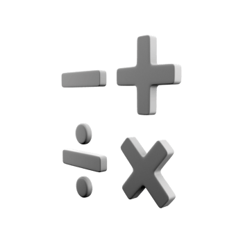 3D rendering math education symbols on white background math operations concept calculation symbol gray geometric shape. 3D rendering math operations concept calculation symbol icon png