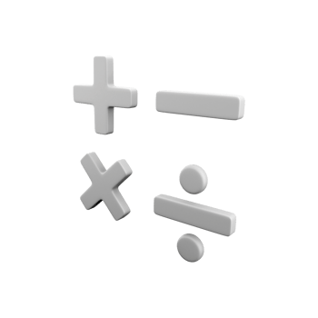 3D rendering math education symbols on white background math operations concept calculation symbol gray geometric shape. 3D rendering math operations concept calculation symbol icon png