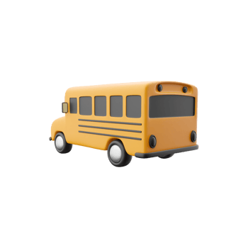 3d render of yellow School bus icon, back to school concept. 3D render school bus icon on white background. png