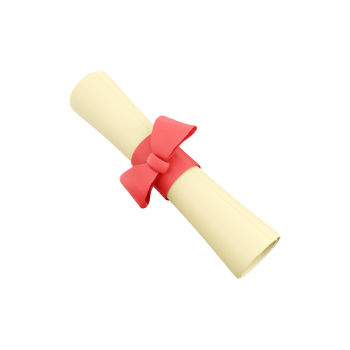 3D rendering Diploma, close sheet with red ribbon isolated on white background. 3d render Graduate degree icon png
