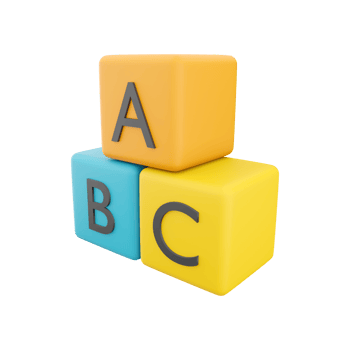 3d ABC blocks connecting jigsaw puzzle. Business teamwork symbol and baby child intelligence development concept, cooperation, partnership. 3D rendering blocks abc connection puzzle icon png