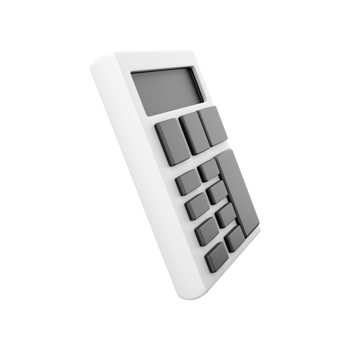 3D rendering of a gray calculator on a white background.3d render calculator icon png