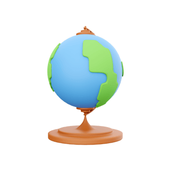 3d rendering globe. Planet Earth model with world map on base isolated on white background. 3D rendering globe icon png