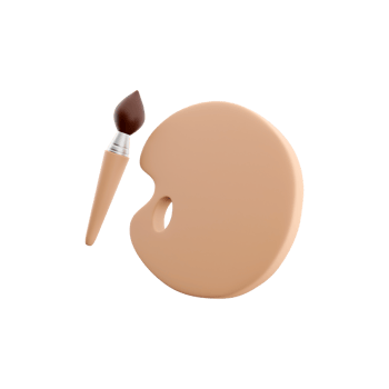 3d rendering art pastel color palette with paint brush tool for painting. 3D render pastel color palette, brush icon. png